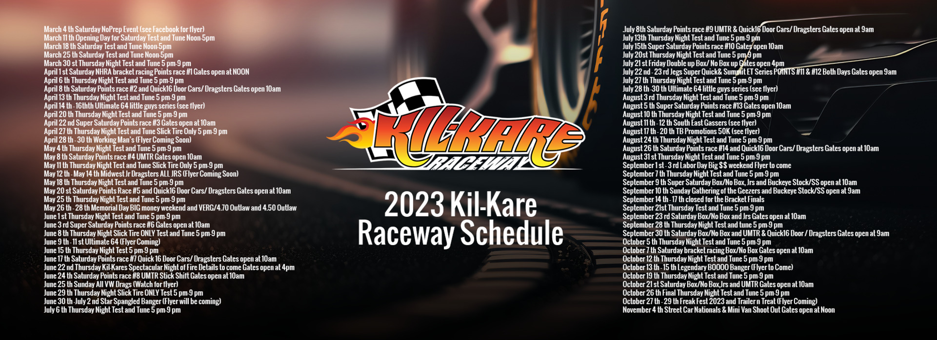 Raceway Schedule 2023